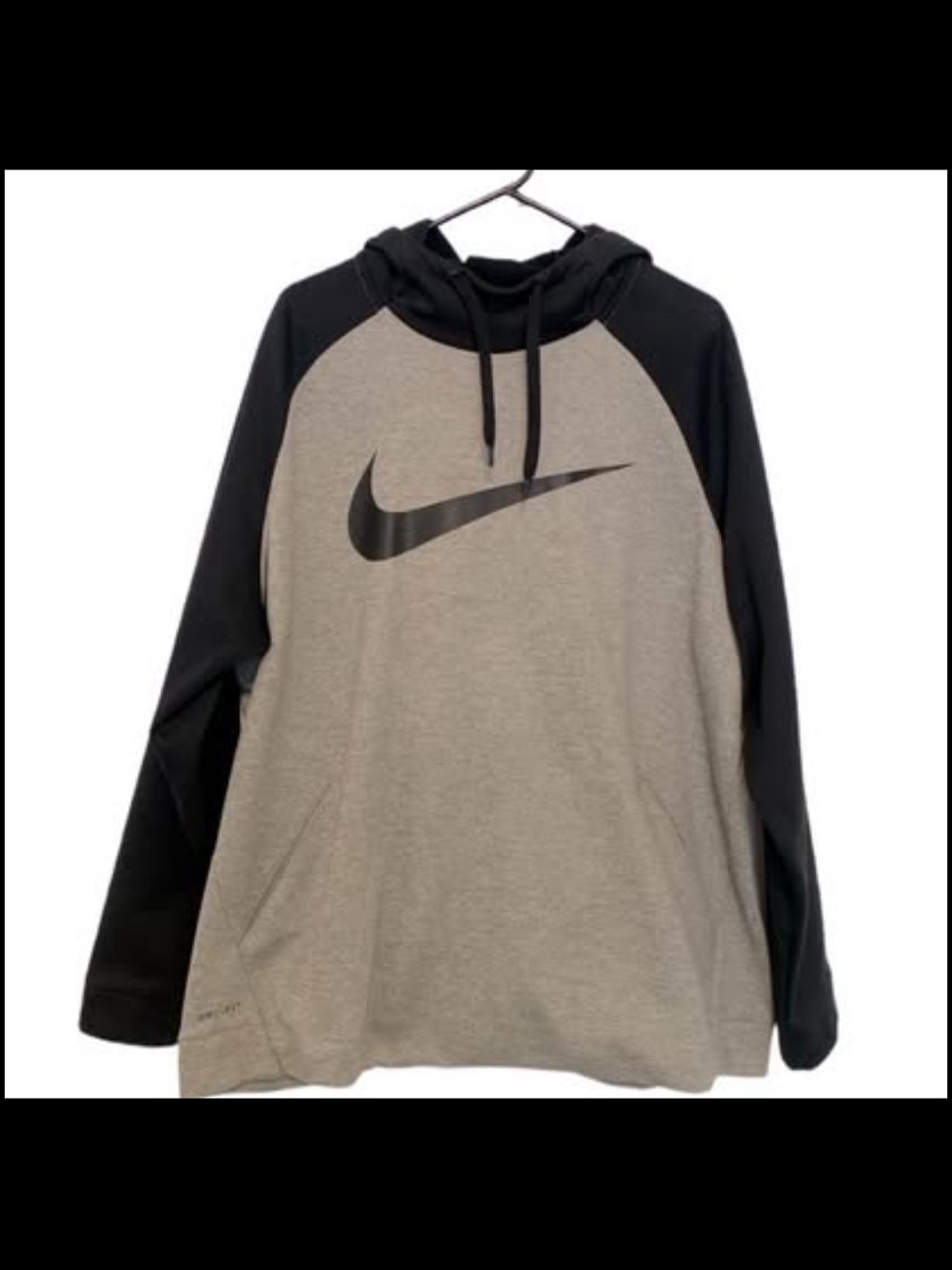 Nike Men’s Black Grey Therma Big Swoosh Pullover Hoodie Size XXL